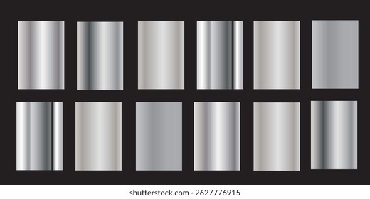 A set of colored metal gradients. A collection of vector shiny holograms and metallic gradients for decoration. Vector.
