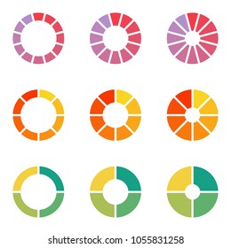 Set of colored modern loading icons. Elements for website, apps and UI projects. Progress loading indicators. Flat download sign. Interface for apps.