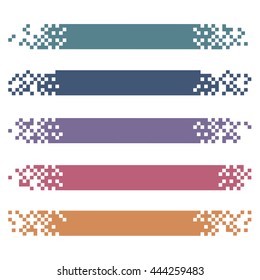 Set of colored modern pixel banners for headers. Vector banners ready for your text or design 