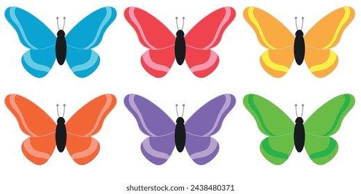 Set of colored monarch butterfly silhouette. Modern vector  graphic illustration. Modern concept is perfect for sticker and icon, wedding greeting card, eco natural banner design, gift certificate