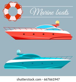 set of colored motor boats. Vector