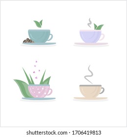 Set of colored  mugs on a white background.
Vector isolated illustration.
