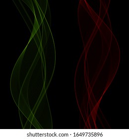 Set of colored neon waves. lines of red and green. banner for advertising