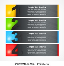 Set of colored number banners on white, vector illustration. Vector Illustration.