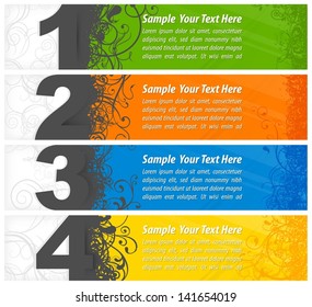 Set of colored number banners on white, vector illustration. Vector Illustration.