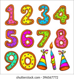 Conjunto de números de color. Feliz cumpleaños.