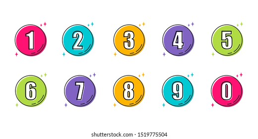 set of colored numbers icons in flat style