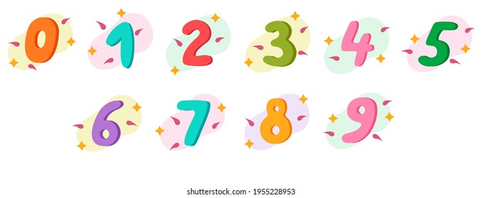 A set of colored numbers. Vector cartoon graphics.