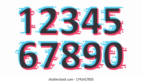 A set of colored numbers from zero to nine drawn in a flat style and isolated on a white background. Vector illustration