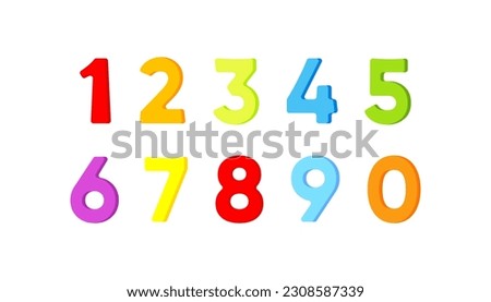 Set of colored numbers.Vector illustration. Isolated on white background