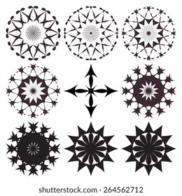 Set of colored ornaments. Vector illustration 