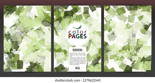 Set of colored pages with abstract rectangles. For magazine, poster, booklet,  brochure, cover and sheets.