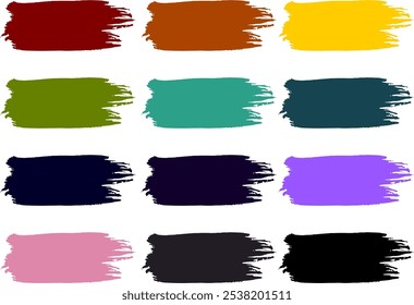 conjunto de traçados de pincel de tinta colorida