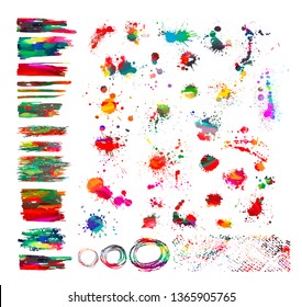 A set of colored paint stains. Vector