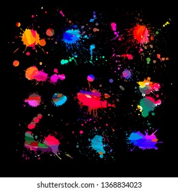 A set of colored paint stains. Vector