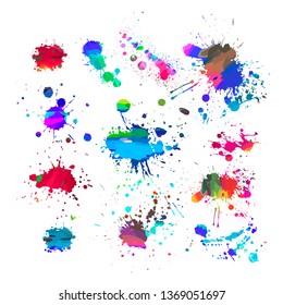 A set of colored paint stains. Vector