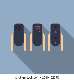 set of colored painted nails. manicure. nail polish. isolated on a background