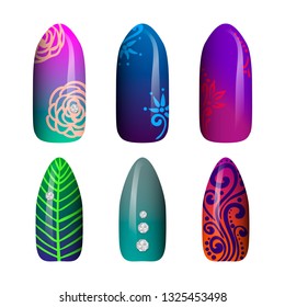 set of colored painted neon nail stickers. manicure art. nail polish. isolated on a white background