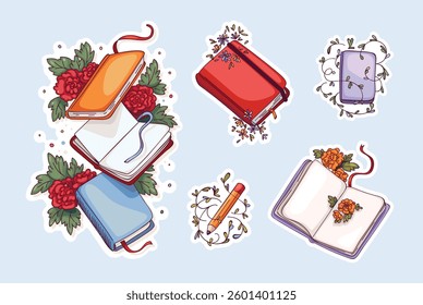 A set of colored painted stickers for reading and keeping a diary