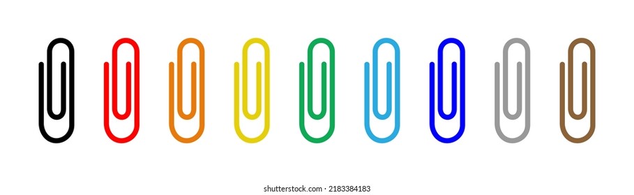 Set of colored paper clips - stock vector