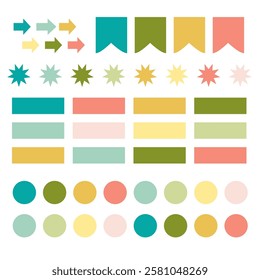 Set of colored paper notes with sticky notes isolated on white background