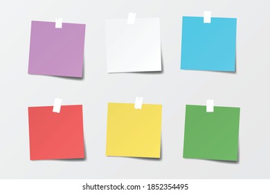 Set of colored paper notes. Vector template