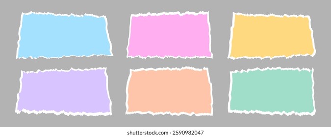 Set of colored paper sheets, pieces with jagged edge