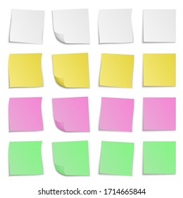 Set of colored paper stickers. Vector illustration. Paper banners with shadow.