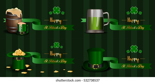 Set of colored patrick's day banners, Vector illustration
