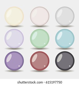 Set of colored pearl vector illustrations
