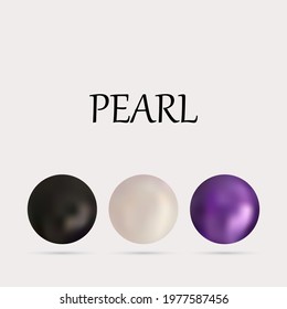 Set of colored pearls. Round 3D shapes