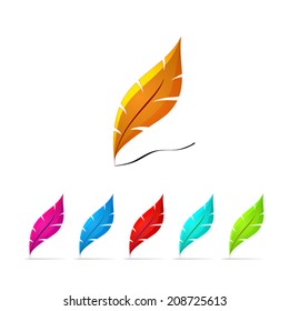 Set of colored pen icons with shine edges