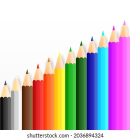 Conjunto de colección de lápices de colores. Vector de crayones sobre fondo transparente. Aislado de vuelta a la escuela por objeto educativo.