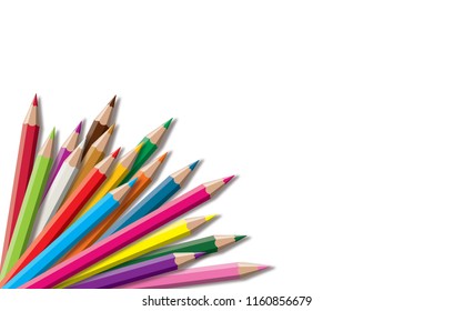 Set of colored pencil collection - isolated vector illustration colorful pencils on white background. 