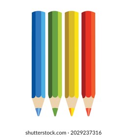 Conjunto de iconos de lápiz de color en diseño plano. Ilustración vectorial. Los lápices aislados sobre fondo blanco.