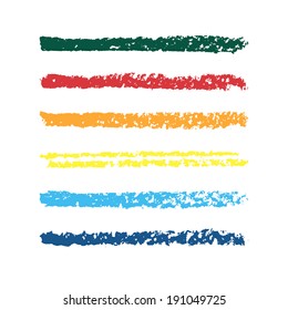 Set of colored pencil strips. Set of vector colorful brushes. Abstract hand drawn strokes. Vector illustration.
