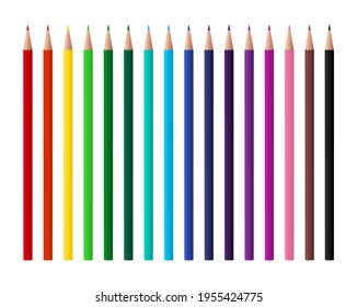 A set of colored pencils. 16 colors. Vector illustration