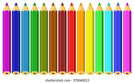 Set of colored pencils.