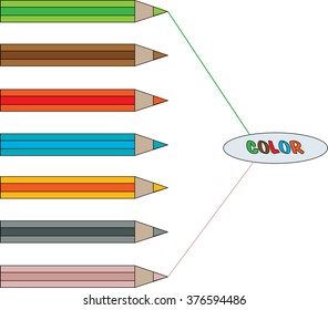 A set of colored pencils.