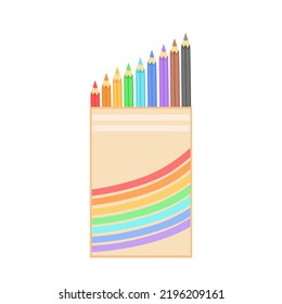 Set Colored Pencils Box Vector Illustration Stock Vector (Royalty Free ...