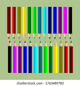 Conjunto de lápices de colores, vector de crayón aislado sobre fondo gris.