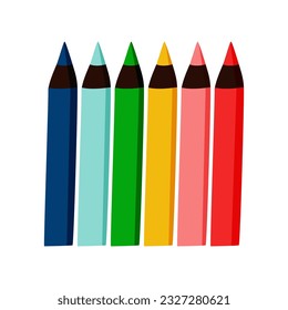 Conjunto de lápices de colores. Conjunto de lápices de colores para ilustraciones, arte, estudio. Listo para las cosas de la escuela. Ilustración vectorial dibujada por mano