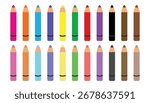 Set of colored pencils. crayons in rainbow colors. color pencils for creativity. school learning and education concept. vector flat illustration