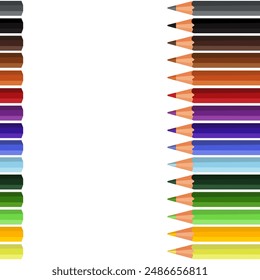 Set of colored pencils of different colors, back to school. Isolated vector illustration for background, pattern, postcard, notebook and poster