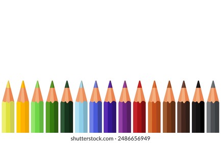 Set of colored pencils of different colors, back to school. Isolated vector illustration for background, postcard, notebook and poster

