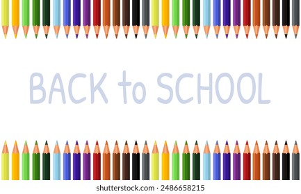 Set of colored pencils of different colors, back to school. Vector illustration for background. Isolated 
