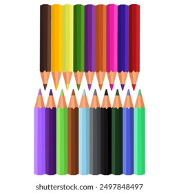 Set of colored pencils of different colors, back to school. Isolated vector illustration for background, postcard, notebook and poster	

