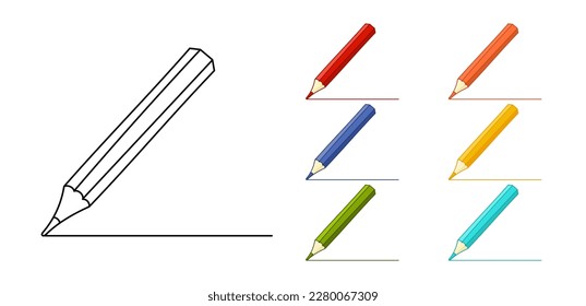 A set of colored pencils drawing a line.