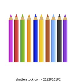 Set of colored pencils in flat design. Vector stock illustration