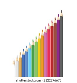 Set of Colored Pencils Flat Illustration. Clean Icon Design Element on Isolated White Background